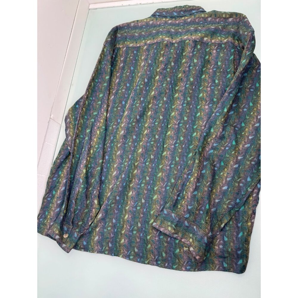 Jhane Barnes Men Shirt XL Abstract Psychedelic Long Sleeve Button Up Disco - Picture 3 of 8